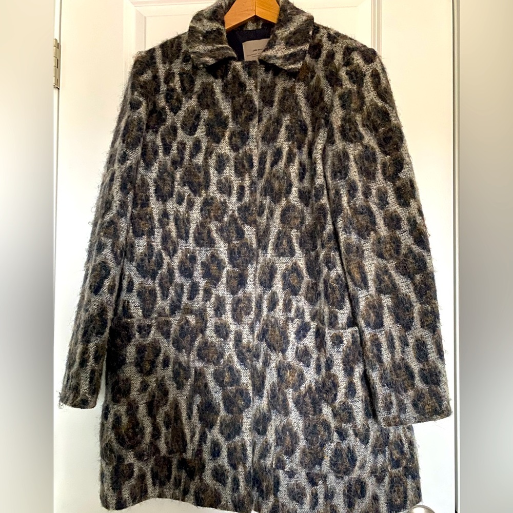 Leopard wool 3/4 coat